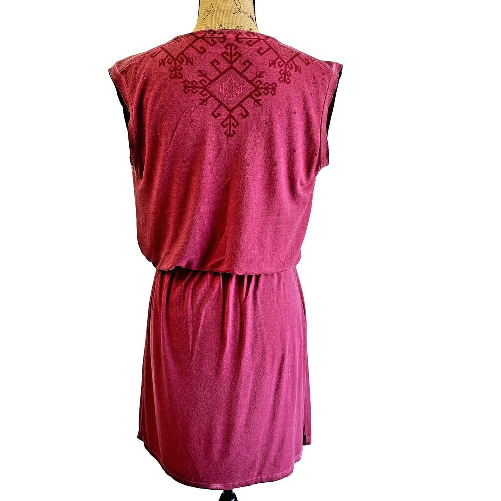 DESIGUAL Leticia Womens Belted Adjustable Plunge V-Neck Burgundy Mini Dress SZ S - Picture 6 of 12
